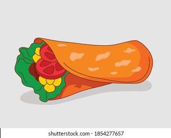 Shawarma, Fast food meal. Arabic, eastern traditional food. Vector illustration. Flat cartoon.  
