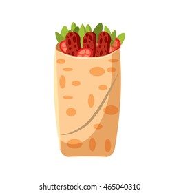 Shawarma icon in cartoon style on a white background