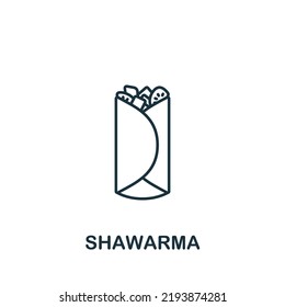 Icono de Shawarma. Icono de línea simple para plantillas, diseño web e infografías