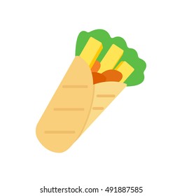 Shawarma icon, shawurma vector illustration. shawarma with fries. flat design