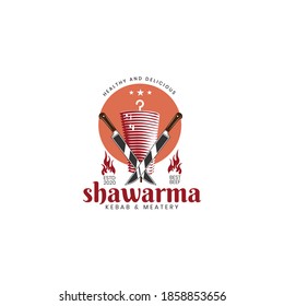 Shawarma Kebab Design Logo. Vector creative labels for Turkish and Arabian fast food, This food logo can be perfect for restaurants, shop, blog, website, app, web
