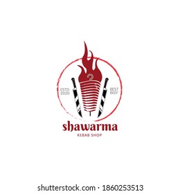 Shawarma Kebab Design Logo. Vector Creative Labels For Turkish And Arabian Fast Food, This Food Logo Can Be Perfect For Restaurants, Shop, Blog, Website, App.