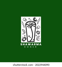 Logo de diseño de Shawarma Kebab. Etiquetas creativas vectoriales para comida rápida turca y árabe, Este logo de comida puede ser perfecto para restaurantes, tiendas, blog, sitio web, aplicación, web