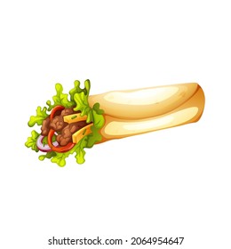 Shawarma Kebab fast food Vector. Detailed illustration