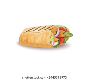 Shawarma Kebab fast food Vector. Detailed illustrations