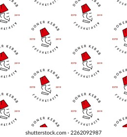 Shawarma Kebab logo pattern fast food. Seamless pattern. Concept of doner kebab logo.