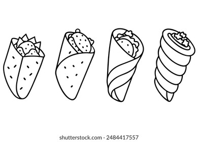 Shawarma line art design charming Mediterranean cuisine collection