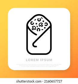 Shawarma line icon. Fast, sandwich, junk, street, fat, calories, harmful, delicious. Food concept. Vector line icon for Business and Advertising.