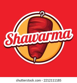 Shawarma logo design isolated on red background