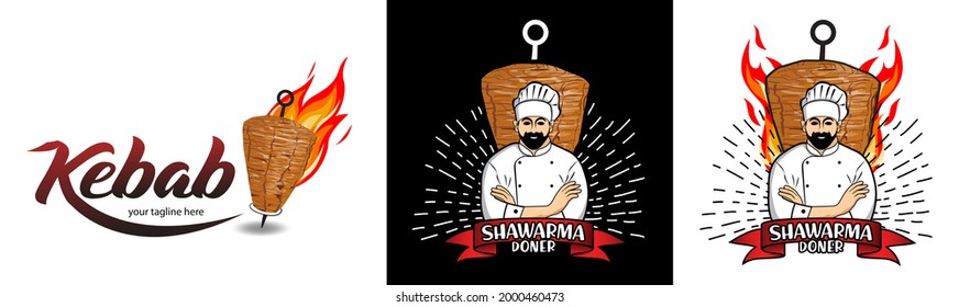 Shawarma logo for restaurants and markets. Doner kebab logo template. EPS10 vector illustration.