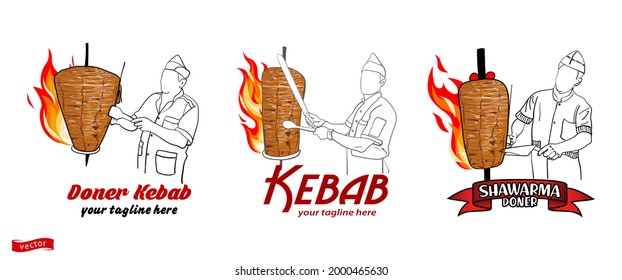 Shawarma logo for restaurants and markets. Doner kebab logo template. EPS10 vector illustration.