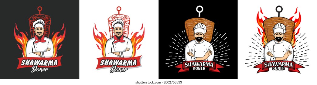 Shawarma logo for restaurants and markets. Doner kebab logo template. EPS10 vector illustration.