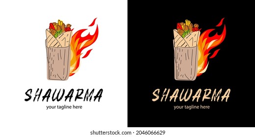 Shawarma logo for restaurants and markets. Doner kebab logo template. EPS10 vector illustration.