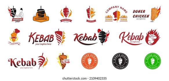 Shawarma logo for restaurants and markets. Doner kebab logo template. EPS10 vector illustration.