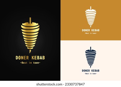 Shawarma logo for restaurants and markets. Doner kebab logo template. Premium Quality Emblems, Logo Template. Vector Illustration.