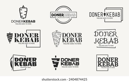 Shawarma logo for restaurants and markets. Doner kebab logo template. Premium Quality Emblems, Logo Template. Vector Illustration.