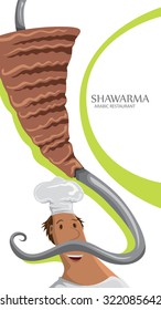 Shawarma Menu Cover, Arabic Restaurant Poster (Vector Art)