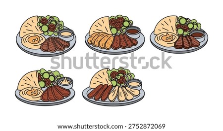 Shawarma Plate Line art vector minimal dynamic abstract color