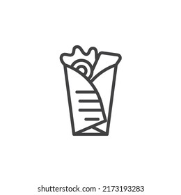 Shawarma roll line icon. linear style sign for mobile concept and web design. Shawarma tortilla outline vector icon. Symbol, logo illustration. Vector graphics