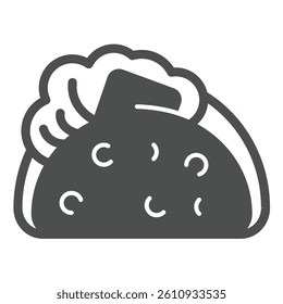 Shawarma with salad and cheese solid icon, culinary cooking concept. Vector graphics. Fried pastry dough with meat sign on white background, glyph style icon for mobile or web design