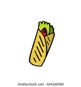 shawarma sandwich doodle icon