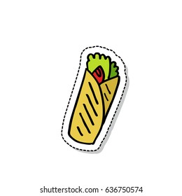 shawarma sandwich doodle icon, sticker