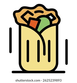 Ícone de sanduíche Shawarma. Contorno shawarma sanduíche ícone vetor cor plana isolado