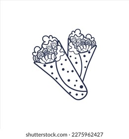 Vector de Shawarma, Ilustraciones de comida asiática de cocina moderna Diseño Premium. Moderno Vector Delicioso Aislado Con Ilustración De Alta Calidad.