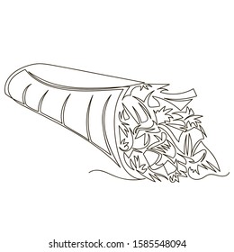 Shawarma. vector outline image of Arabic street food. one line. continuous line