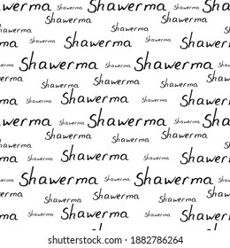 Shawerma lettering for printing packages. Black tex on a white background.