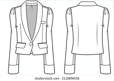 BLAZER DEL CUERPO DE COLLAR DE SHAWL PARA MUJERES EMPRESARIAS EN ARCHIVO DE VECTOR EDITORIAL