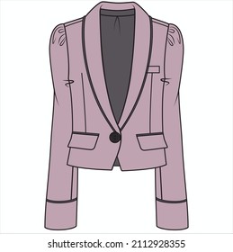 CONTRASTE DEL CUERPO DE COLLAR SHAWL TIPPING BLAZER DE COLOR ROSA PARA MUJERES EMPRESAS UTILIZADAS EN ARCHIVO DE VECTOR EDITORIAL