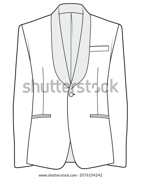 shawl collar tuxedo jacket mens long sleeve\
one button tuxedo vector\
illustration
