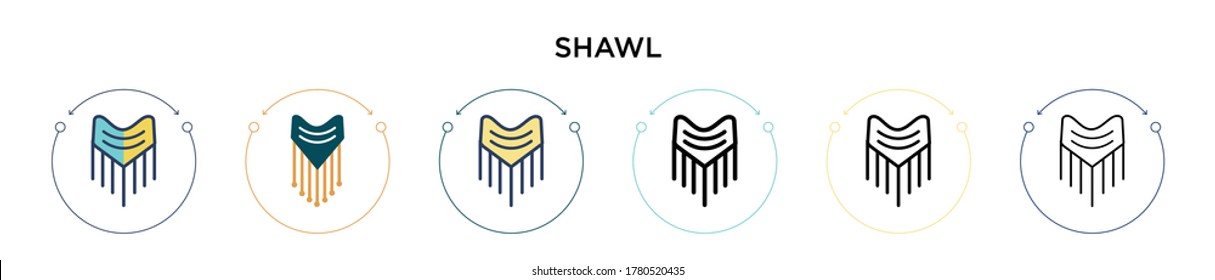 Shawl icon in filled, thin line, outline and stroke style. Vector illustration of two colored and black shawl vector icons designs can be used for mobile, ui, web