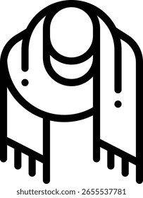 Icono de chal. Diseño De Estilo Lineal Delgado Aislado Sobre Fondo Blanco