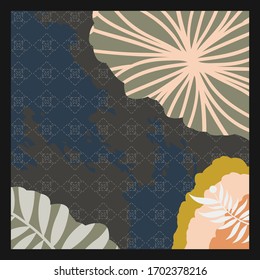 Shawi-Motiv, Seidenschal-Muster-Hintergrund, abstraktes Motiv Hijab-Schal mit floralem Hintergrund