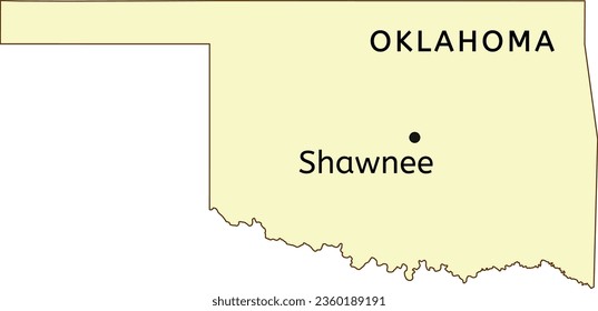 Shawnee city location on Oklahoma state map