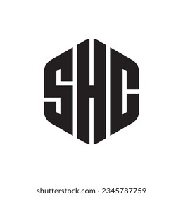 Concepto del logotipo del hexágono SHC aislado en fondo blanco.