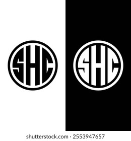 SHC letter logo design in illustration. Vector logo, calligraphy designs for logo, Poster, Invitation, etc.