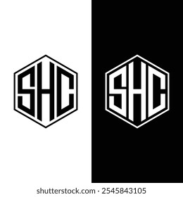Modelo de design de logotipo SHC com imagem vetorial forte e moderna