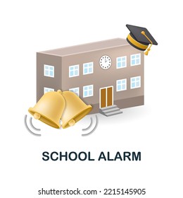 Shcool Alarm icon. 3d illustration from back to school collection. Creative Shcool Alarm 3d icon for web design, templates, infographics and more