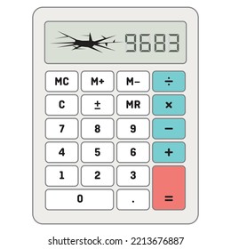 Shcool calculator icon in flat style isolated on a colored background. Vector electronic portable calculator.