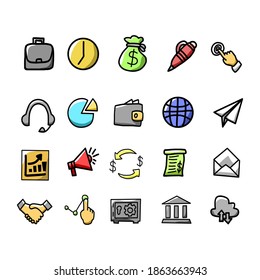 shcool icon set hand drawn
