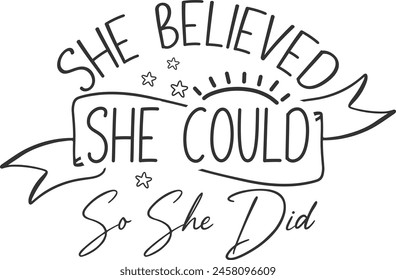 She Believed She Could So She Did Gold Graduation Banner | 2023 Glitter Paper Congratulations Banner for Graduation Party Decorations
