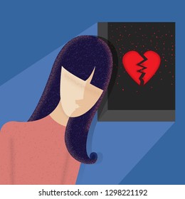 She Break my heart dangerous girl. Valentine. Vector illustration