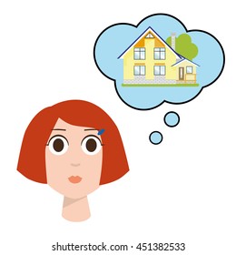 She dreams of own house vector illustrations