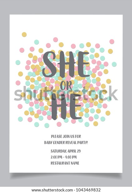 She Gender Reveal Party Invitation Card Stock Vector Royalty Free