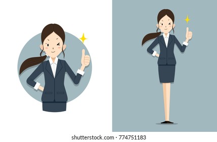 She give thumb up for work
