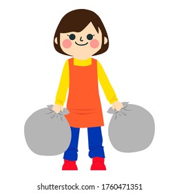 She is going to take out the garbage.