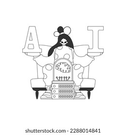 Aprecia la representación de la IA, enfocada en el diseño lineal vectorial, en sus palmas